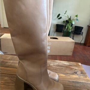 Steve Madden Over-The-Knee Block Heel Boots — Tan Brown